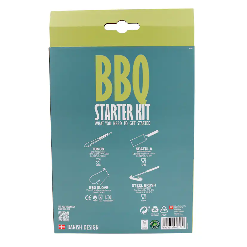 Grillpaket Cozze BBQ 4 Delar Med Grilltång, Stekspade, Grillborste & Grillhandske