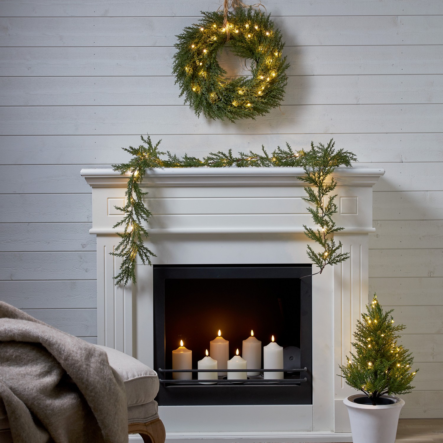 Girlang Star Trading Thuja 180 cm 20 LED Ljus Grangirlang, Batteridriven