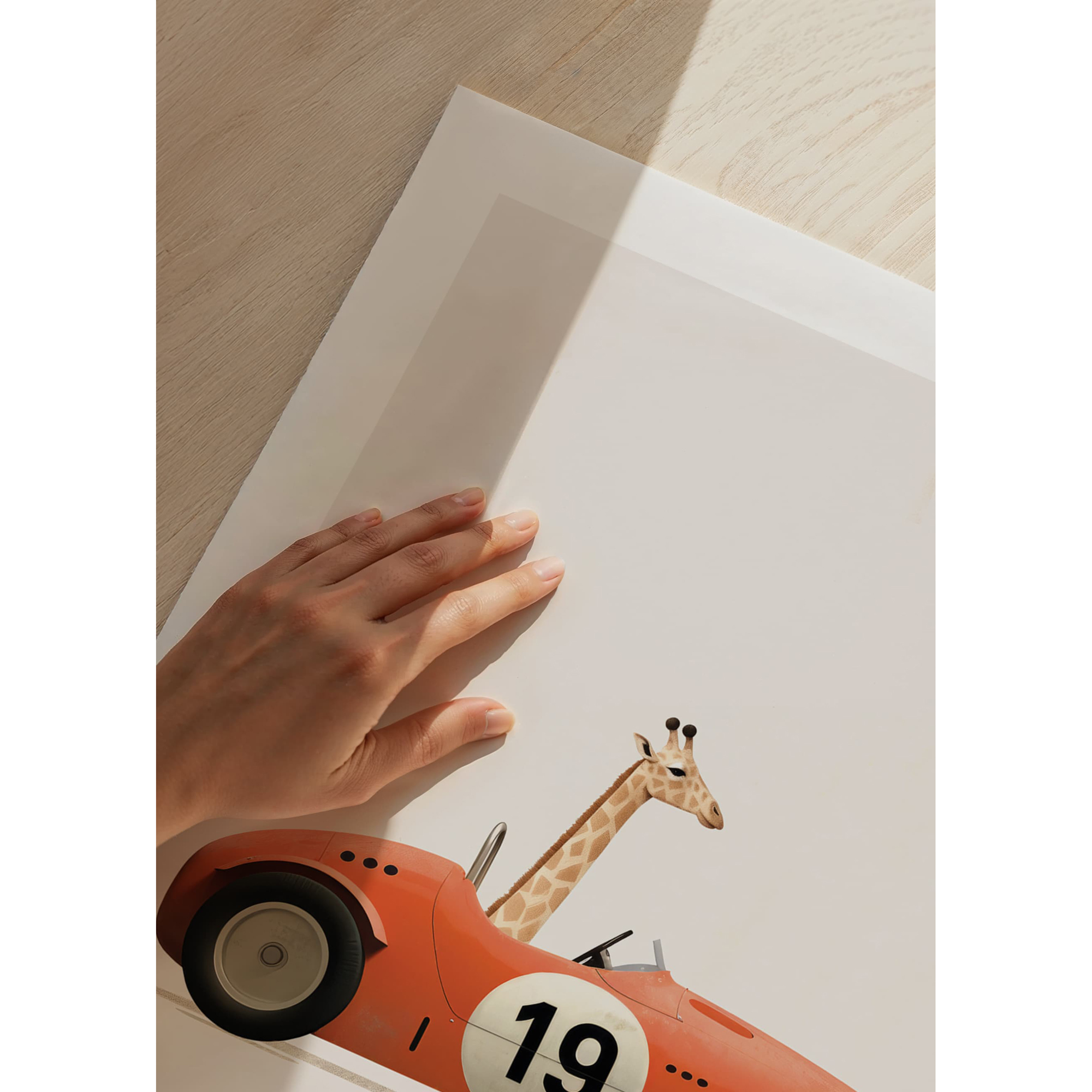 Poster Gallerix Giraffe In Toy Car
