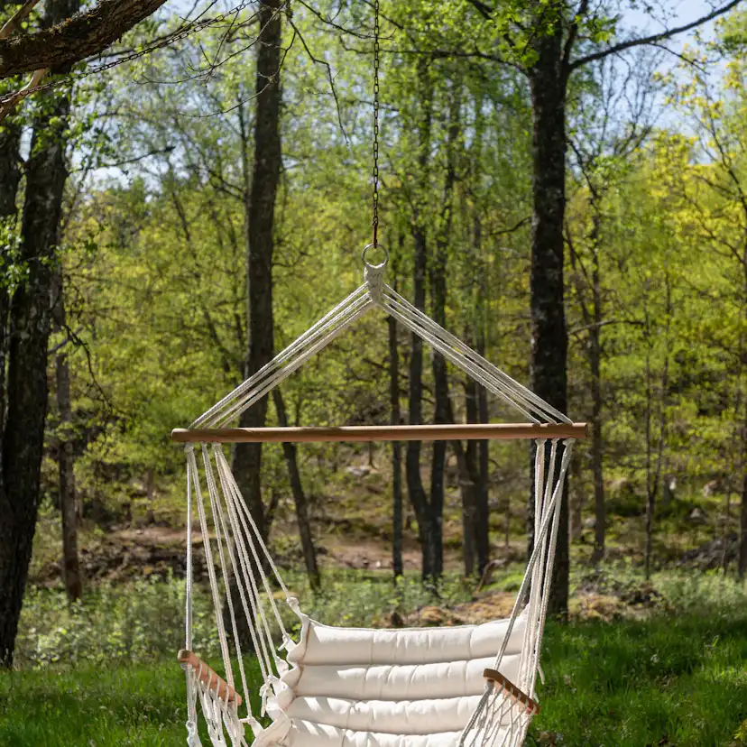 Hängstol Venture Home Tapaz, Utomhus Hänggunga i Vit Bomull/Polyester/Trä