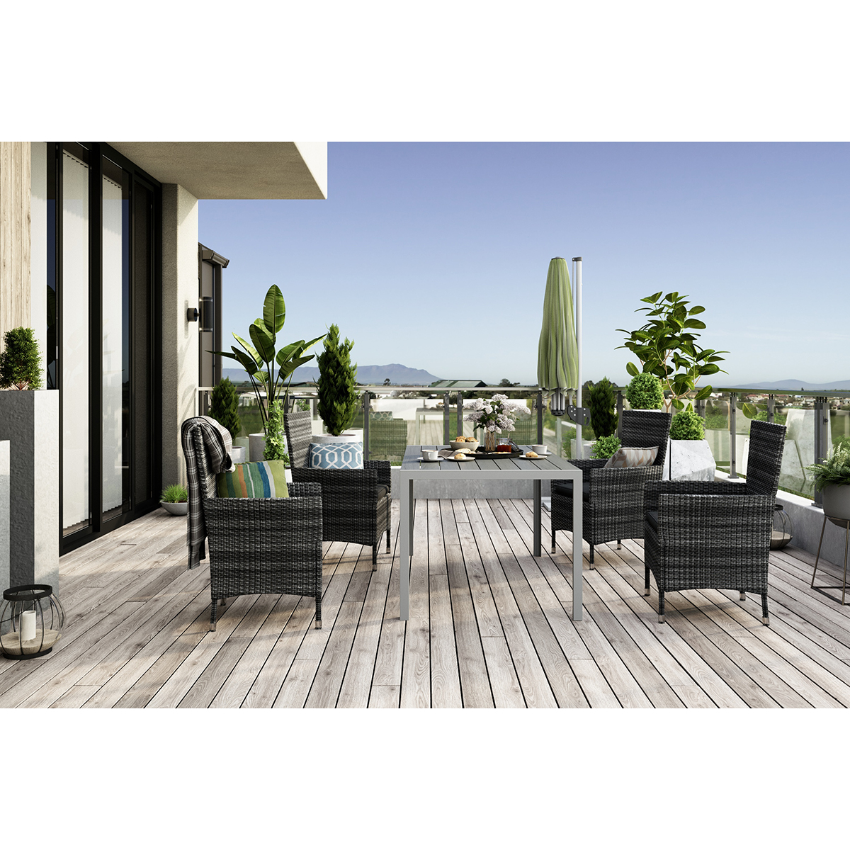 Trädgårdsgrupp Comfort Garden Tunis Matgrupp Utomhus 150 + 4 Thor Fåtölj