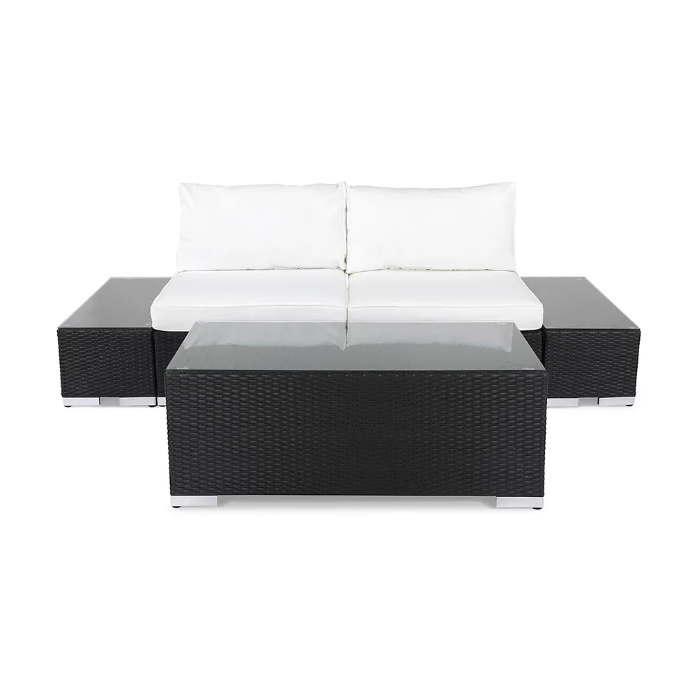 Loungegrupp Comfort Garden Bahamas Soffa 2-sits med Utebord Svart/Vit Utomhus