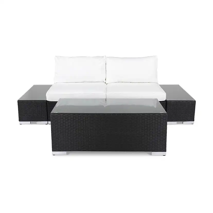 Loungegrupp Comfort Garden Bahamas Soffa 2-sits med Utebord Svart/Vit Utomhus