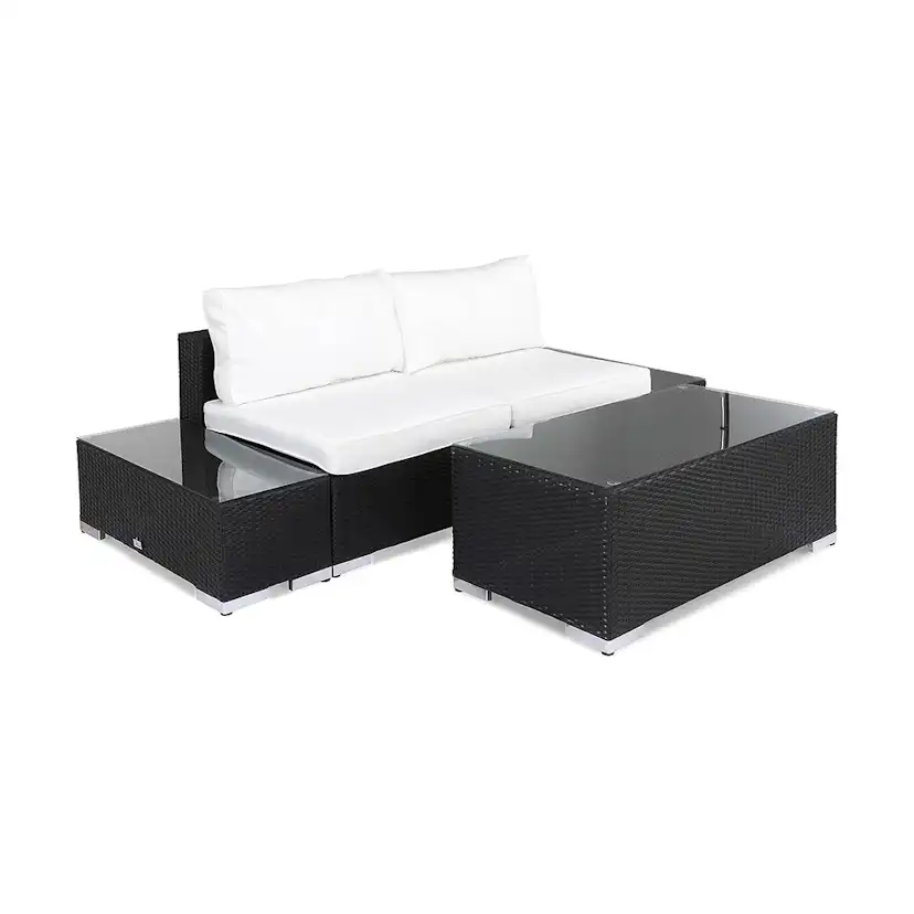 Loungegrupp Comfort Garden Bahamas Soffa 2-sits med Utebord Svart/Vit Utomhus