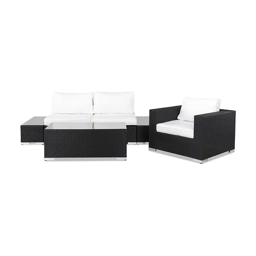 Loungegrupp Comfort Garden Bahamas Soffa 3-sits med Utebord Svart/Vit Utomhus