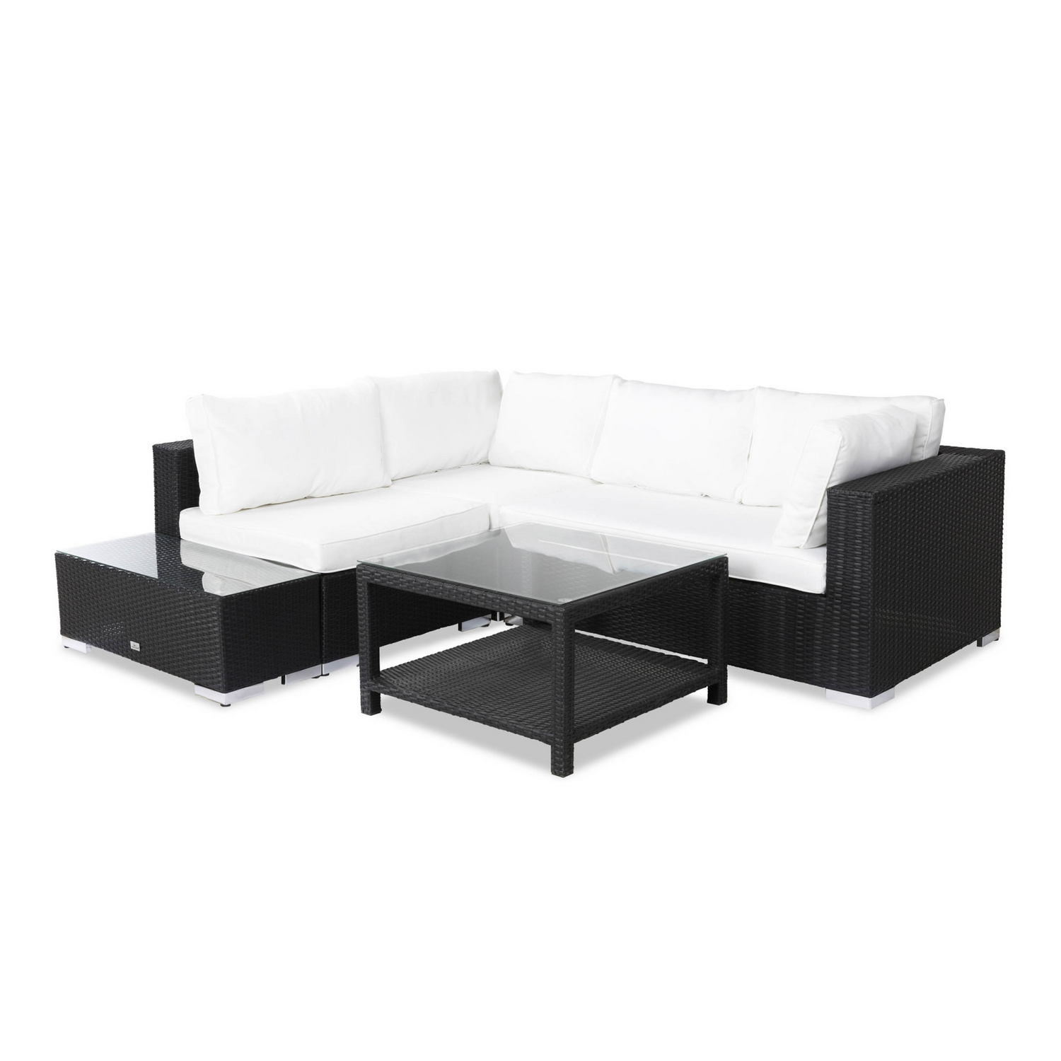 Loungegrupp Comfort Garden Bahamas 4-sits med Avslut och Bord med Hylla 75x75 Utomhus