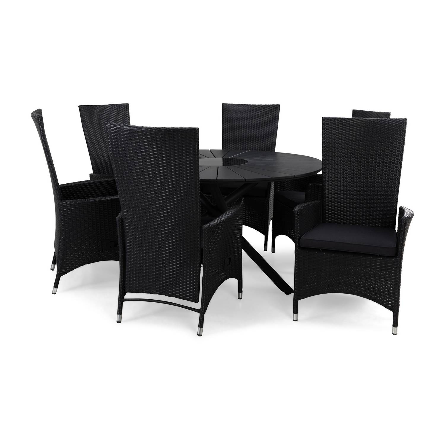 Matgrupp deNoord Finnhamn Matgrupp Utomhus Ø140 med 6 Jenny Ställbar Fåtölj m Dyna