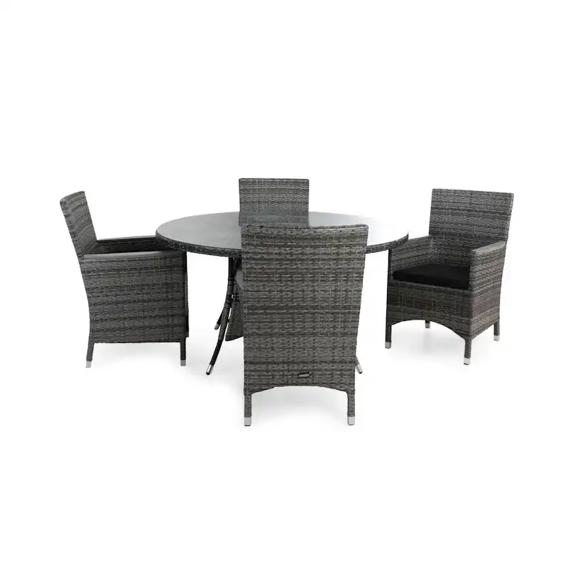 Matgrupp Comfort Garden Thor Matgrupp Utomhus Ø140 med 4 Fåtölj Lyx m Armstöd m Dyna