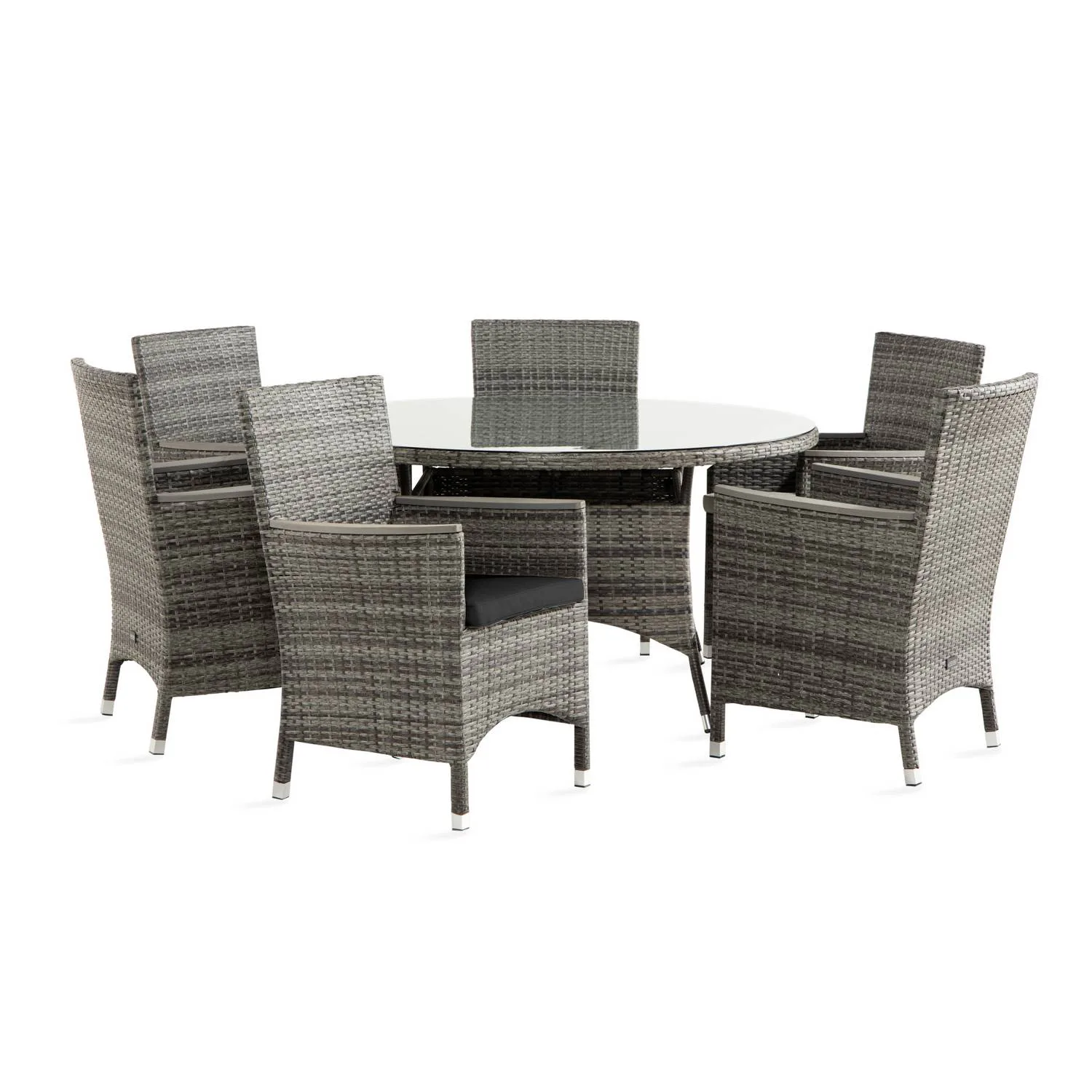 Matgrupp Comfort Garden Thor Matgrupp Utomhus Ø140 med 6 Fåtölj Lyx m Armstöd m Dyna