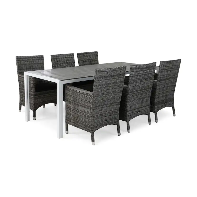 Trädgårdsgrupp Comfort Garden Tunis Matgrupp Utomhus 205 + 6 Thor Fåtölj Lyx m Armstöd m Dyna