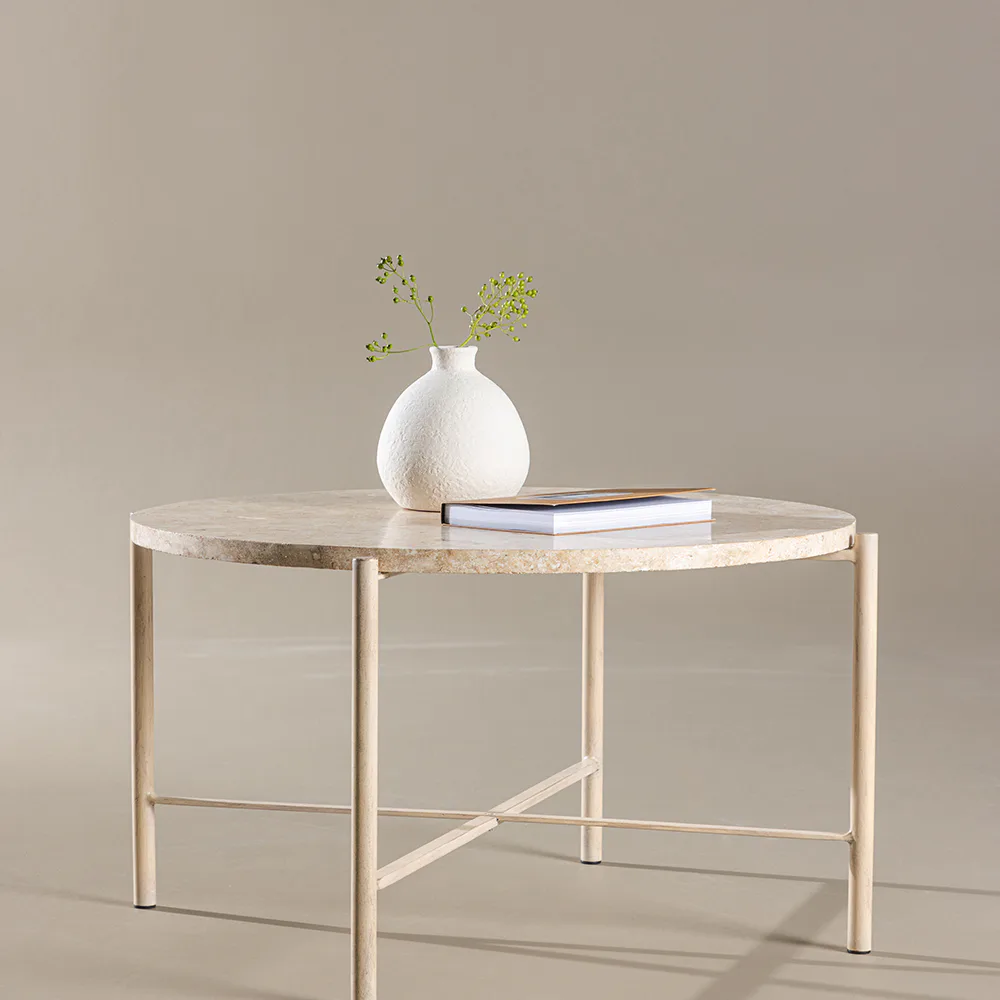 Soffbord Vind Sandhamn Beige Runt Vardagsrumsbord Ø70cm