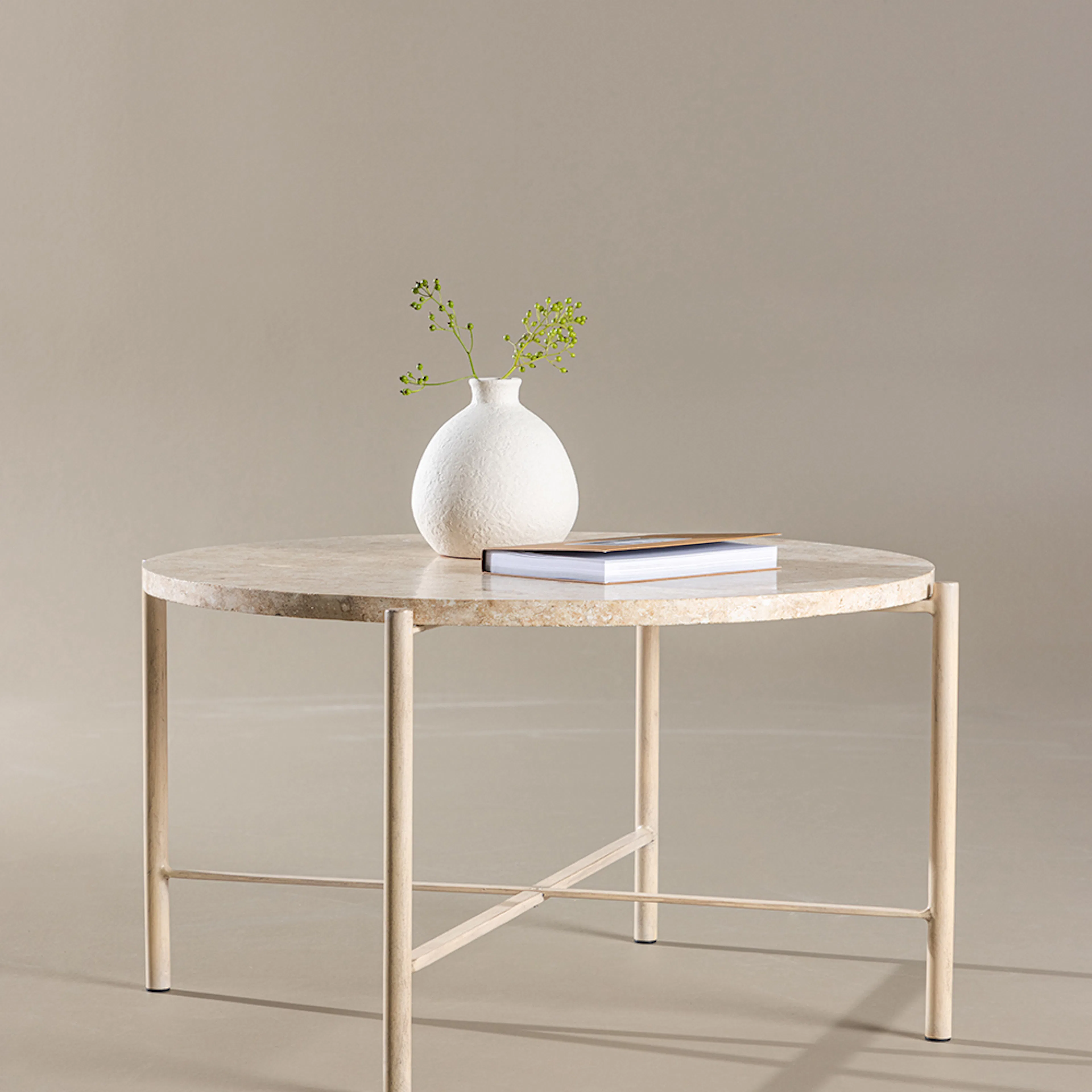 Soffbord Vind Sandhamn Beige Runt Vardagsrumsbord Ø70cm