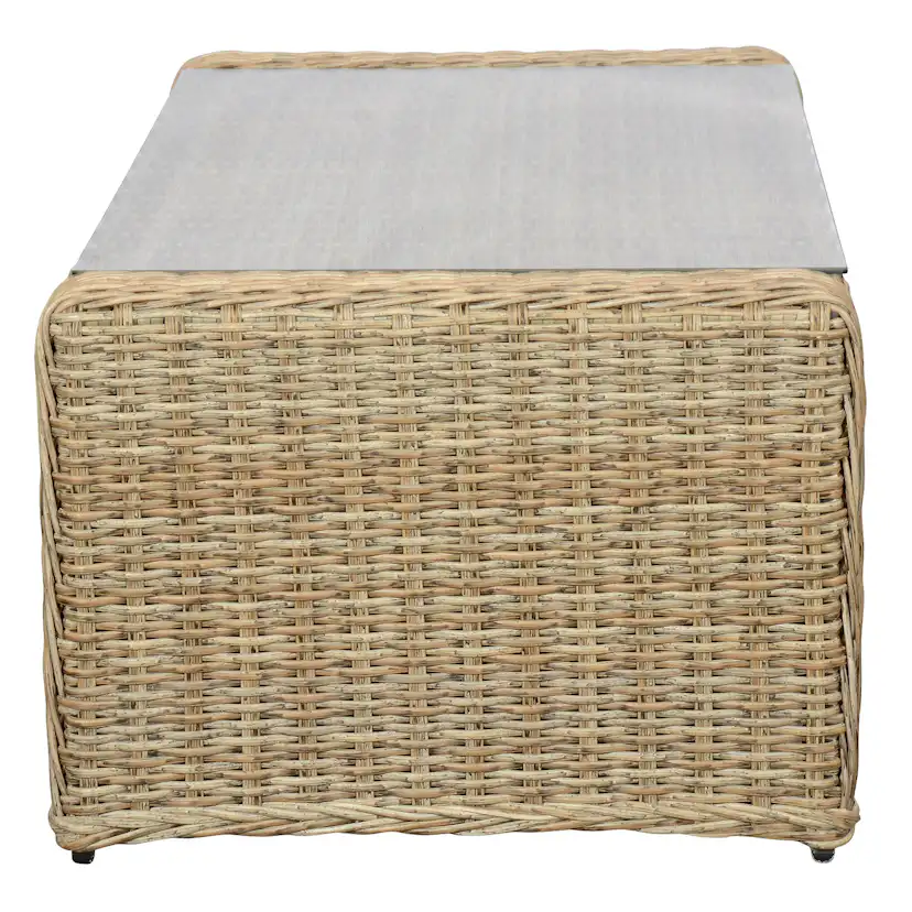 Soffbord Ute VILA Natur Rottingbord med Glasskiva