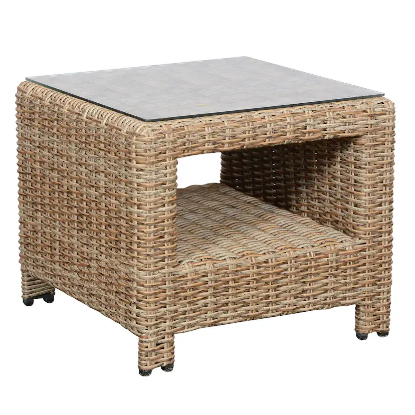 Sidobord VILA Natur Rottingbord Utomhus med Glasskiva