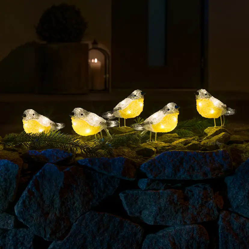 Dekorationsbelysning Gnosjö Konstsmide Fåglar Akryl 40L LED 5 st