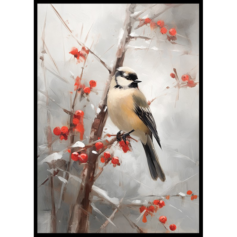 Poster Gallerix Bird And Red Berries