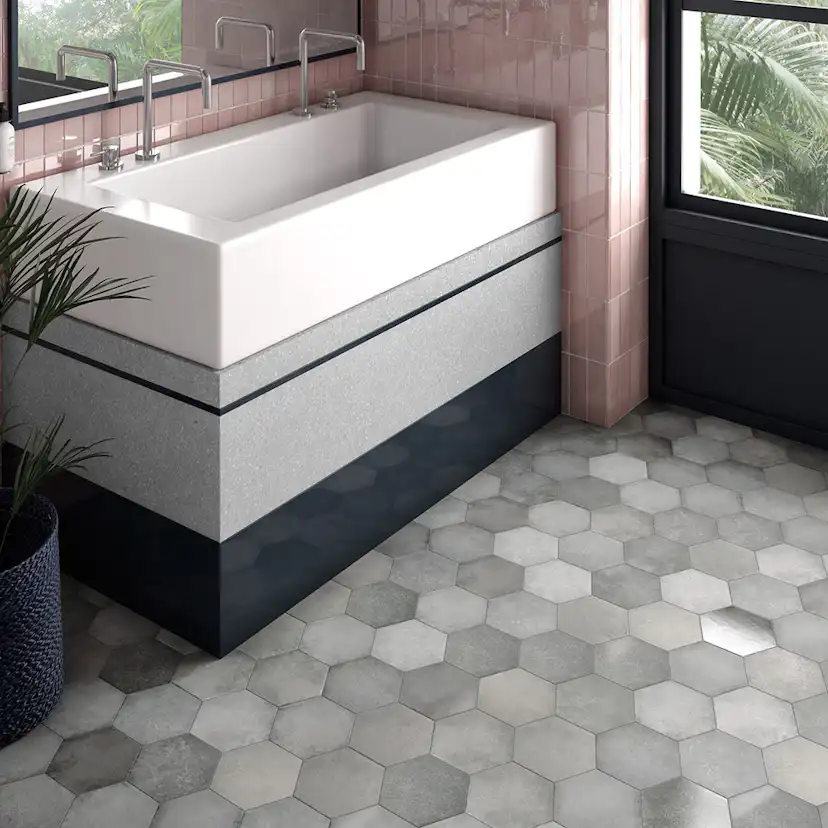 Klinker Lhådös Story grey shadow hexagon 17,5x20 cm