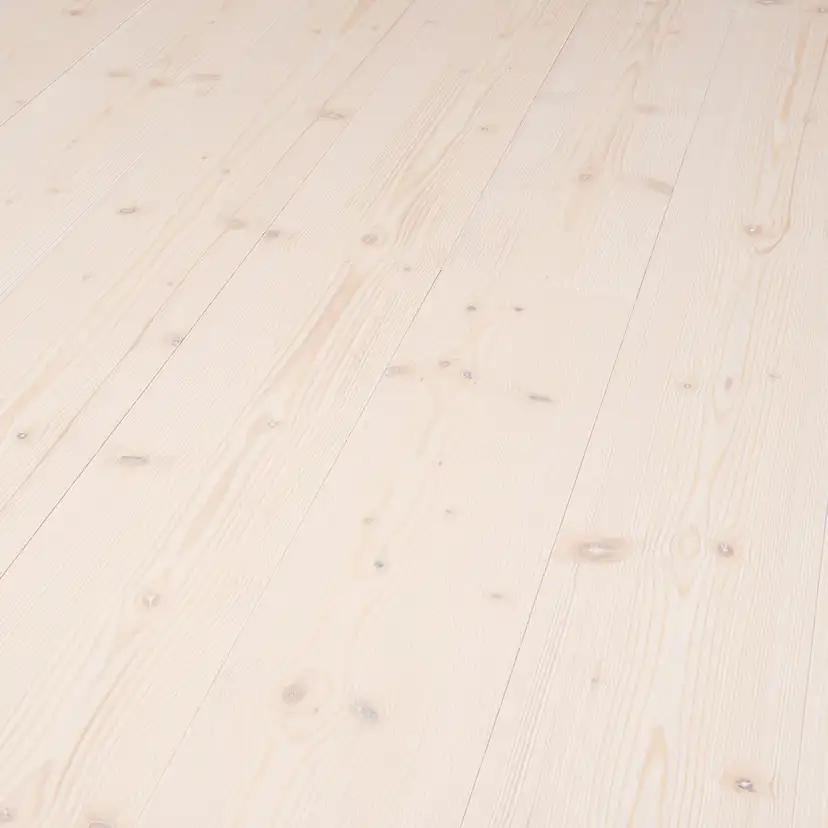 Massivt Trägolv DalaFloda HardSpruce Pearl Borstat & Vittonat 1-Stavs Grangolv