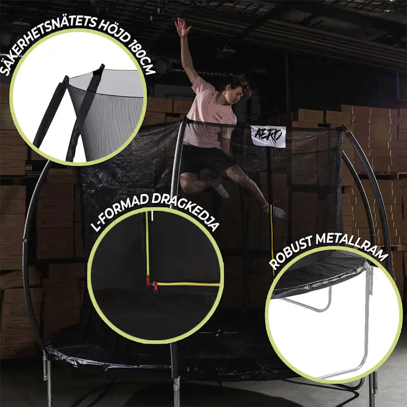 Studsmatta React Aero med Skyddsnät 3,66 m