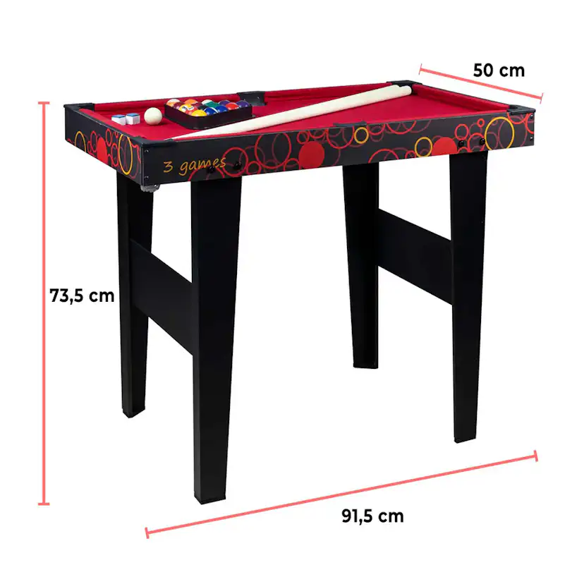 Kombinationsbord ProSport 3-in-1 Spelbord med Airhockey, Bordtennis & Biljard