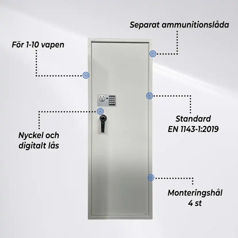 Vapenskåp Trekker AS1000 V2 för 10 Vapen med Digitalt Lås