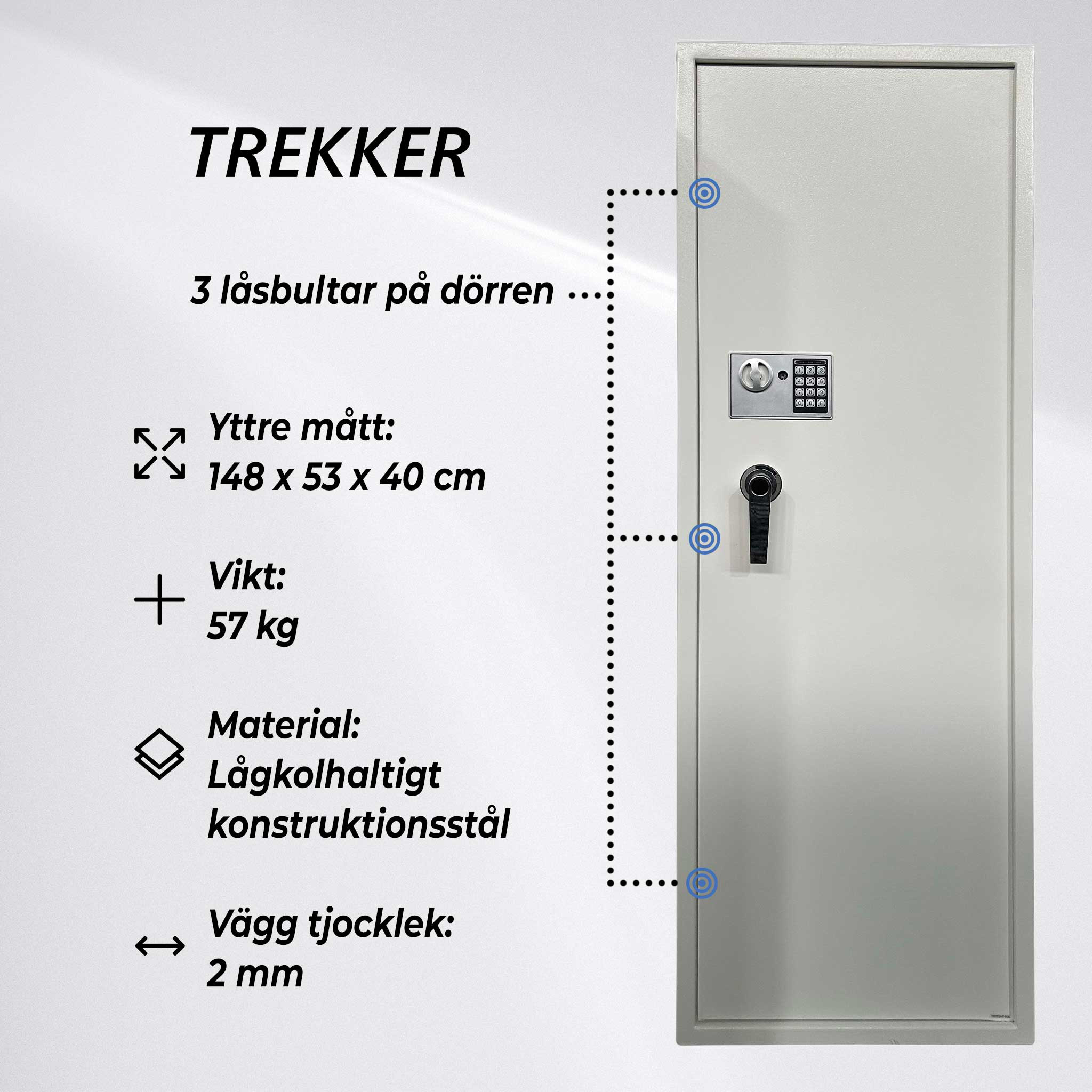 Vapenskåp Trekker AS1000 V2 för 10 Vapen med Digitalt Lås