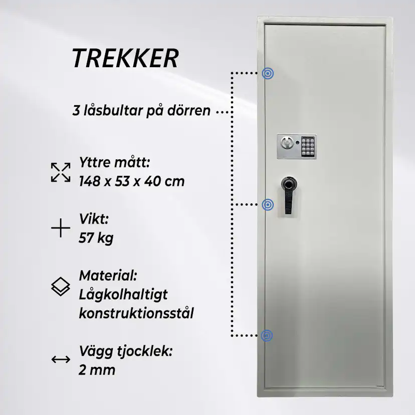 Vapenskåp Trekker AS1000 V2 för 10 Vapen med Digitalt Lås