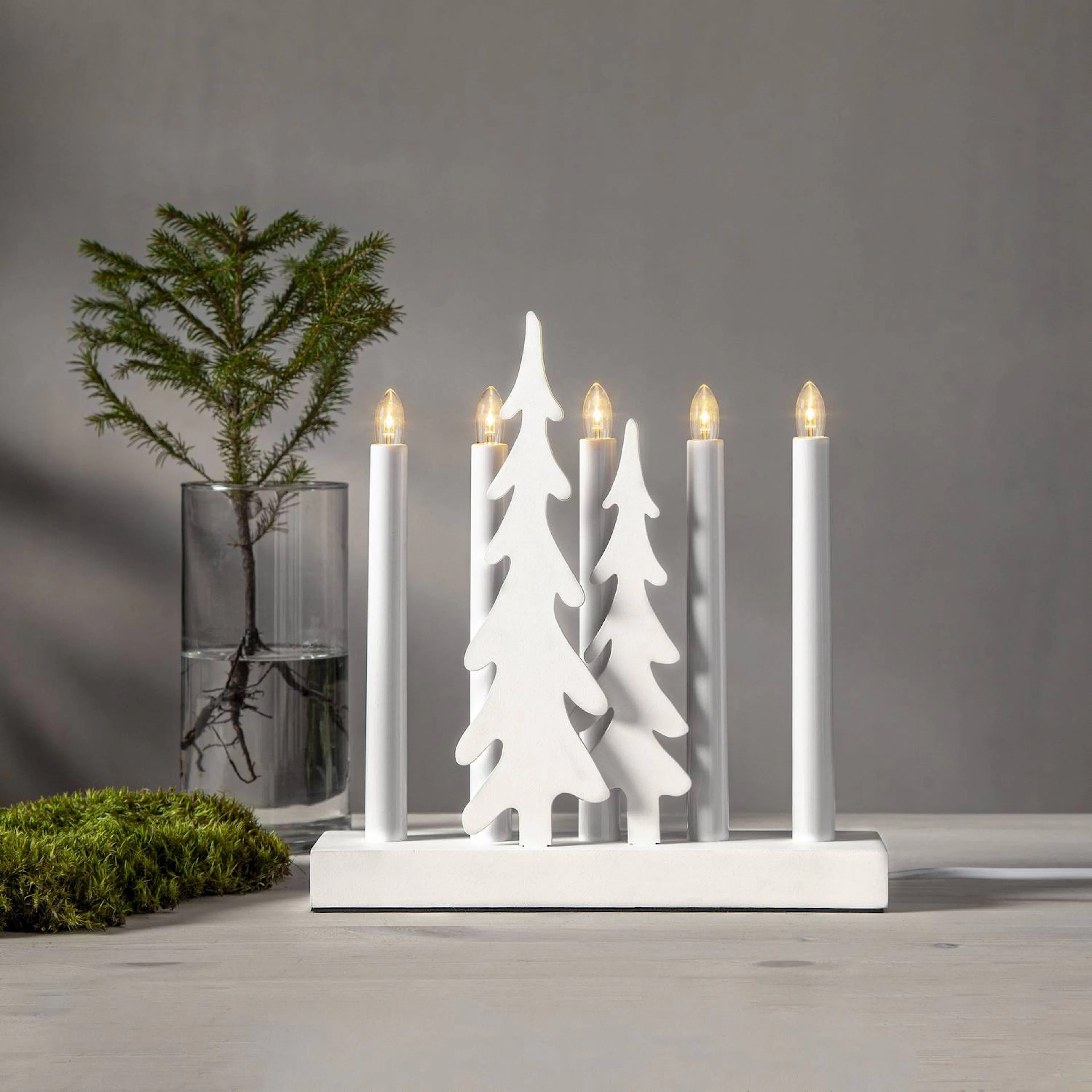 Adventsljusstake Star Trading Skog m. Gran 5 Ljus