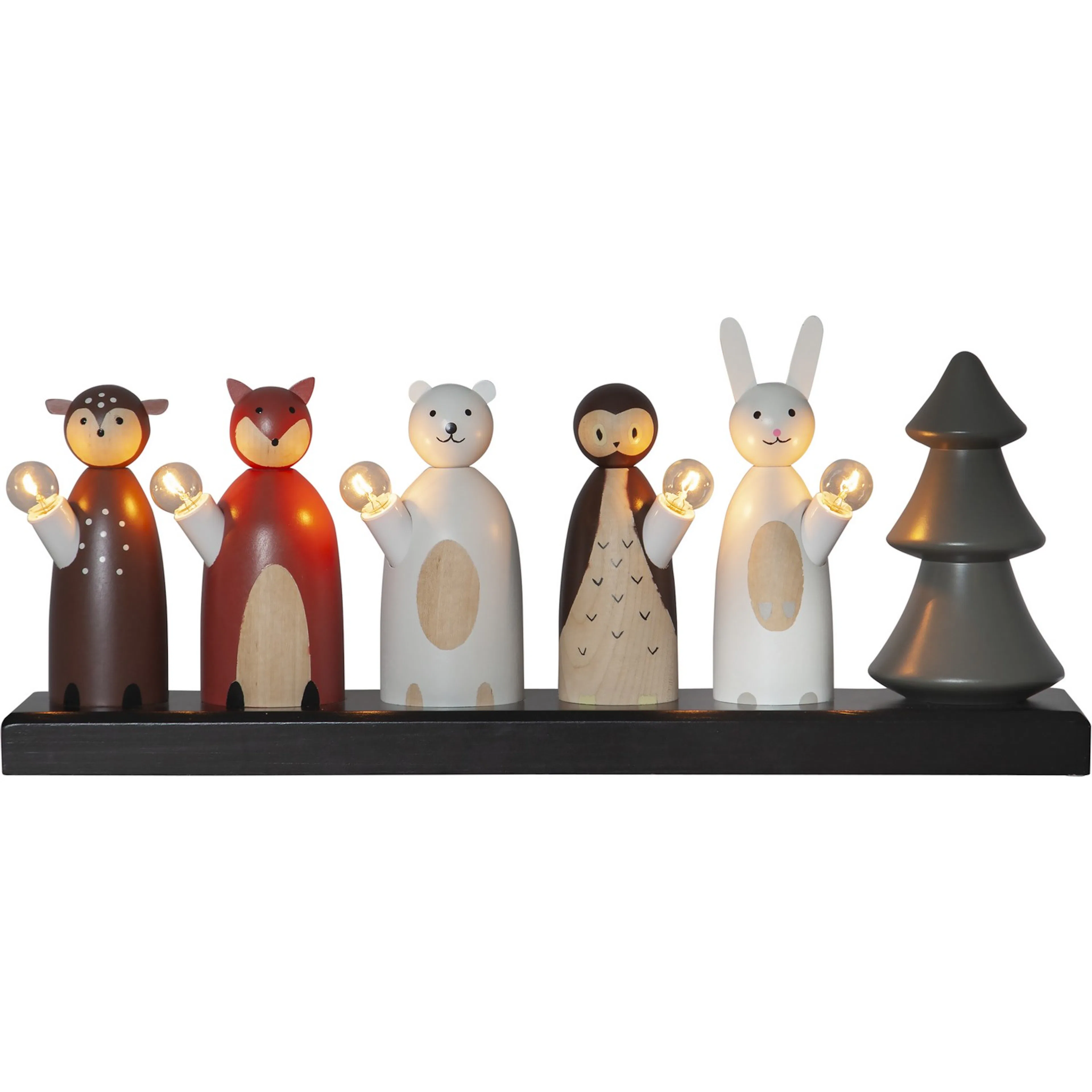 Adventsljusstake Star Trading Forest Friends 5-Armad LED Trä