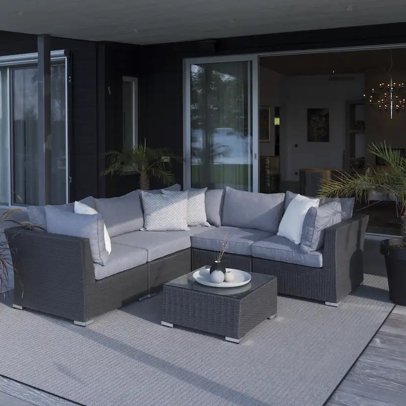 Loungebord / Divan Hillerstorp Madison i Konstrotting med Glas och Dyna