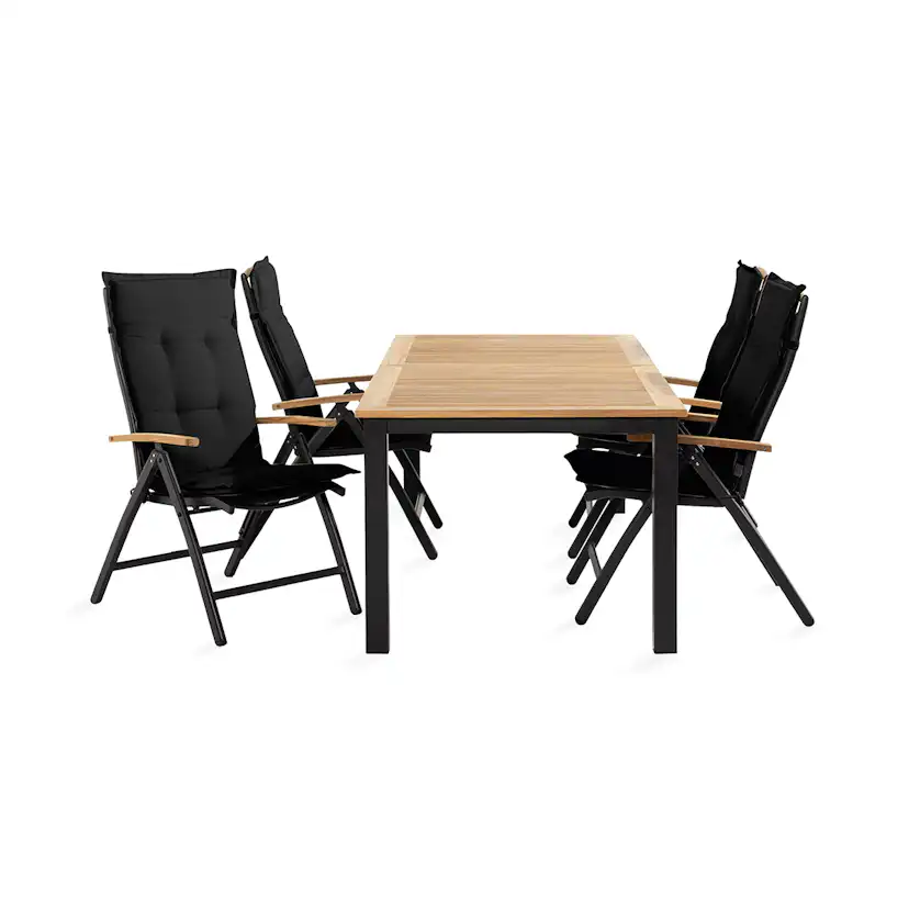 Trädgårdsgrupp deNoord Las Vegas Matgrupp Utomhus 152-210x90 + 4 Stolar m Dyna