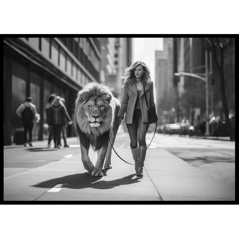 Poster Gallerix Lion On A Leash
