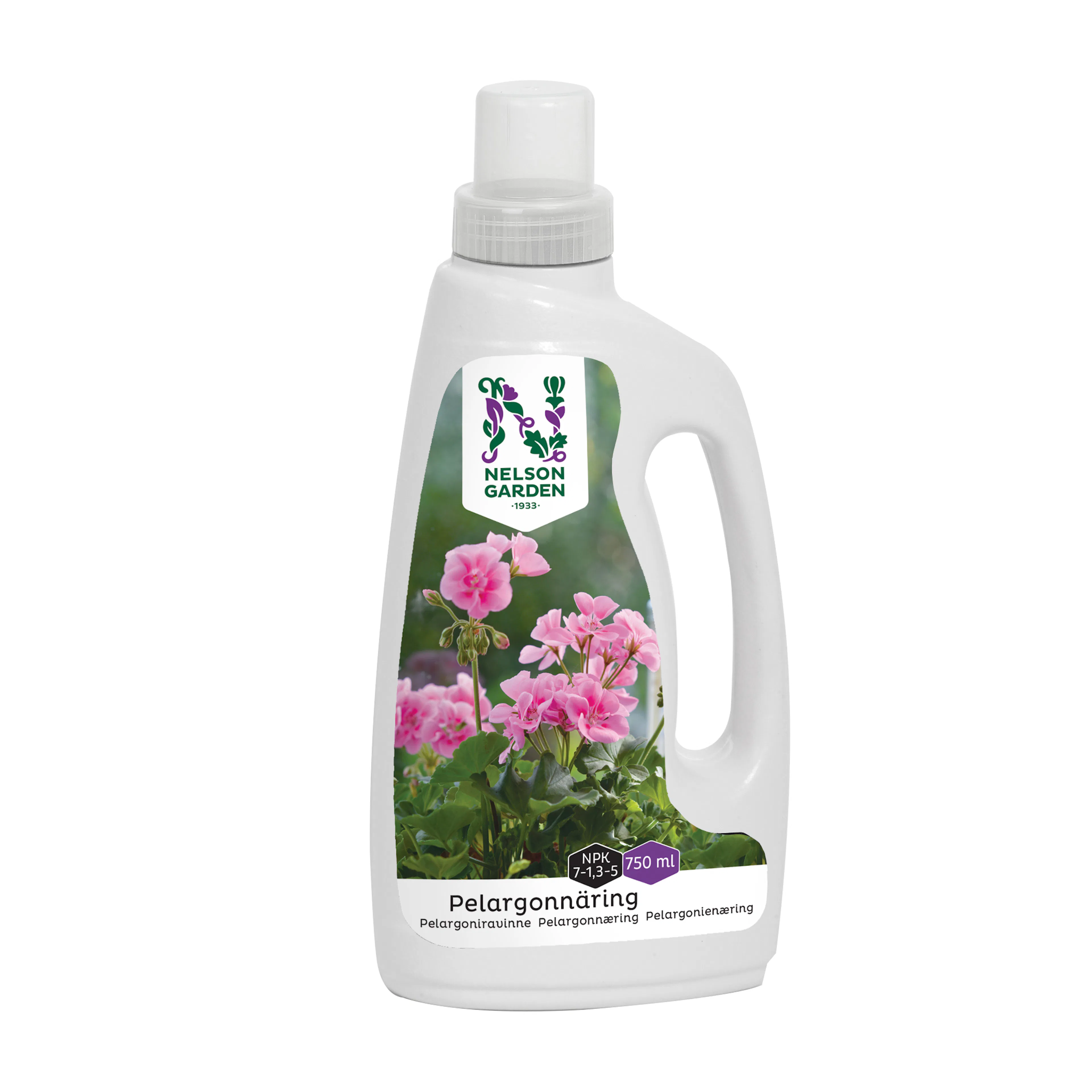 Pelargonnäring Nelson Garden 750ml, Växtnäring för Pelargoner