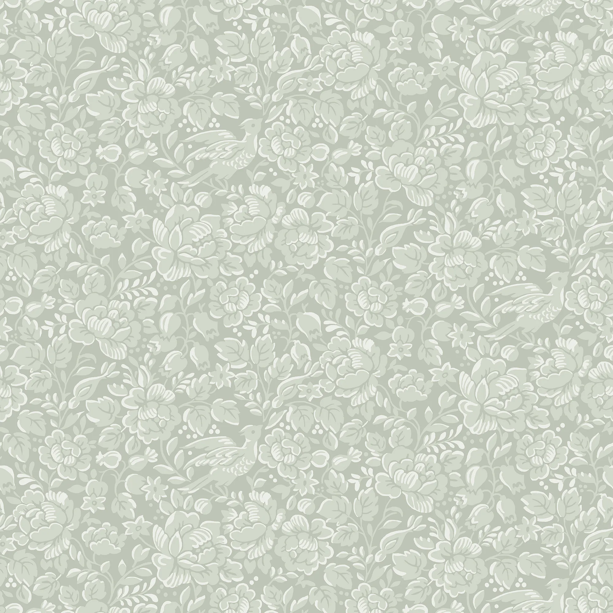 Tapet Duro Jenny Blommig 67802 QuickUp, Mönstrad Ljusgrön