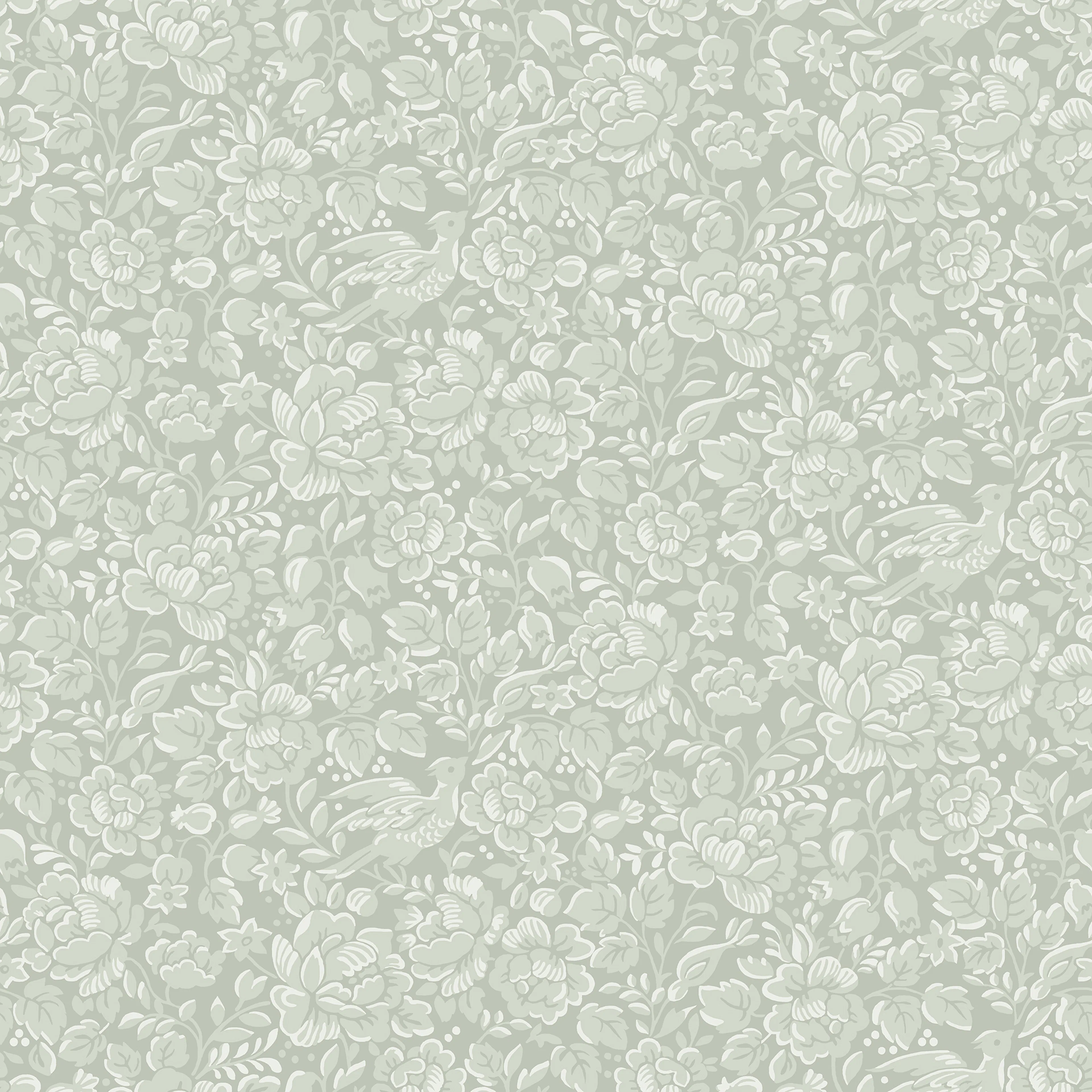 Tapet Duro Jenny Blommig 67802 QuickUp, Mönstrad Ljusgrön