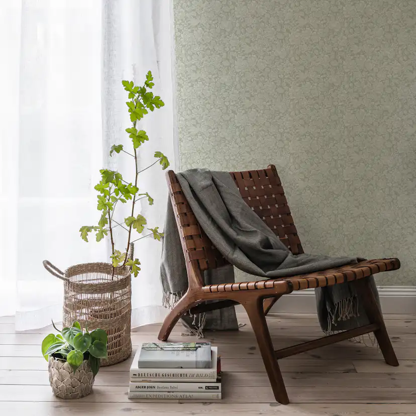 Tapet Duro Jenny Blommig 67802 QuickUp, Mönstrad Ljusgrön