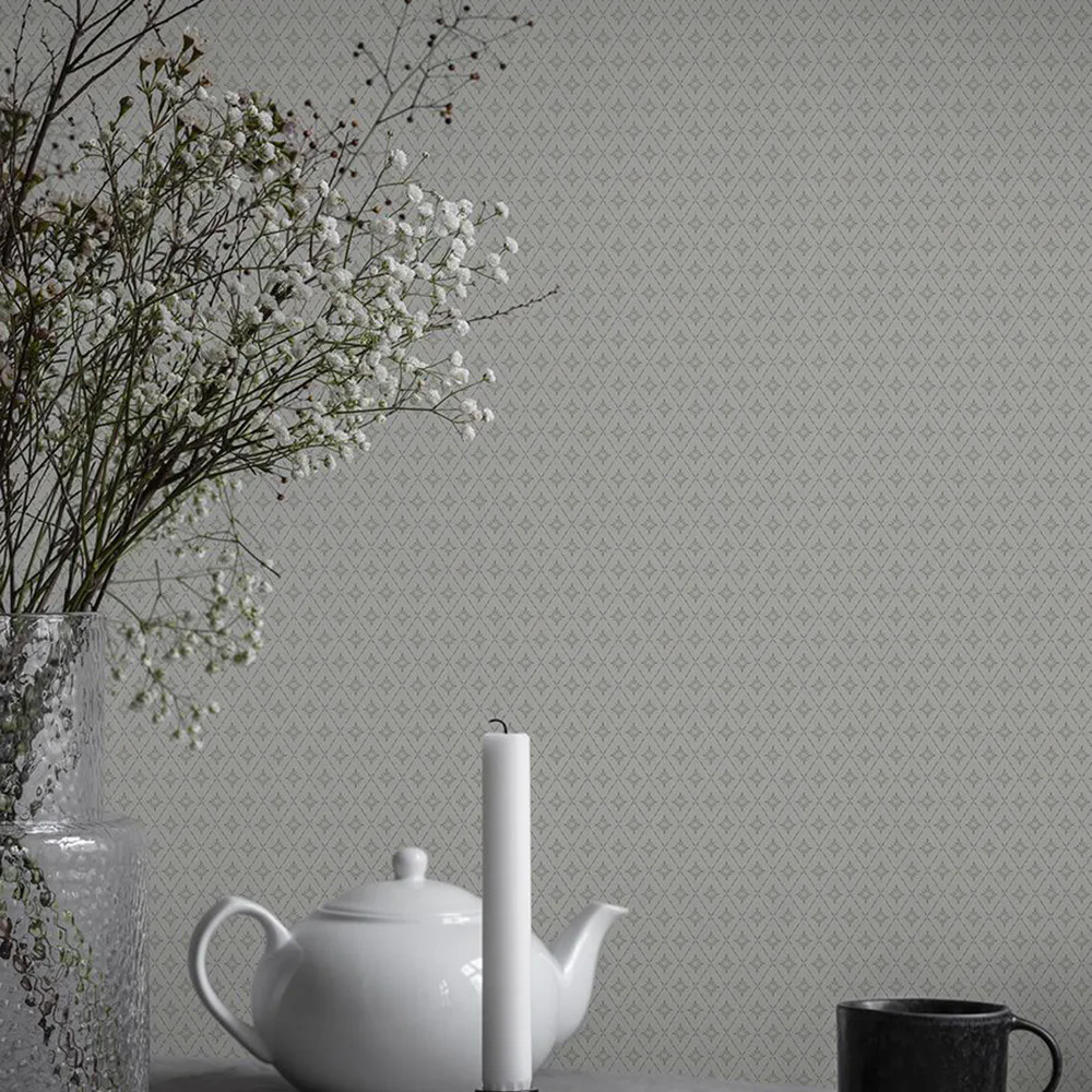 Tapet Duro Lillstjärna Vit/grön 680-10