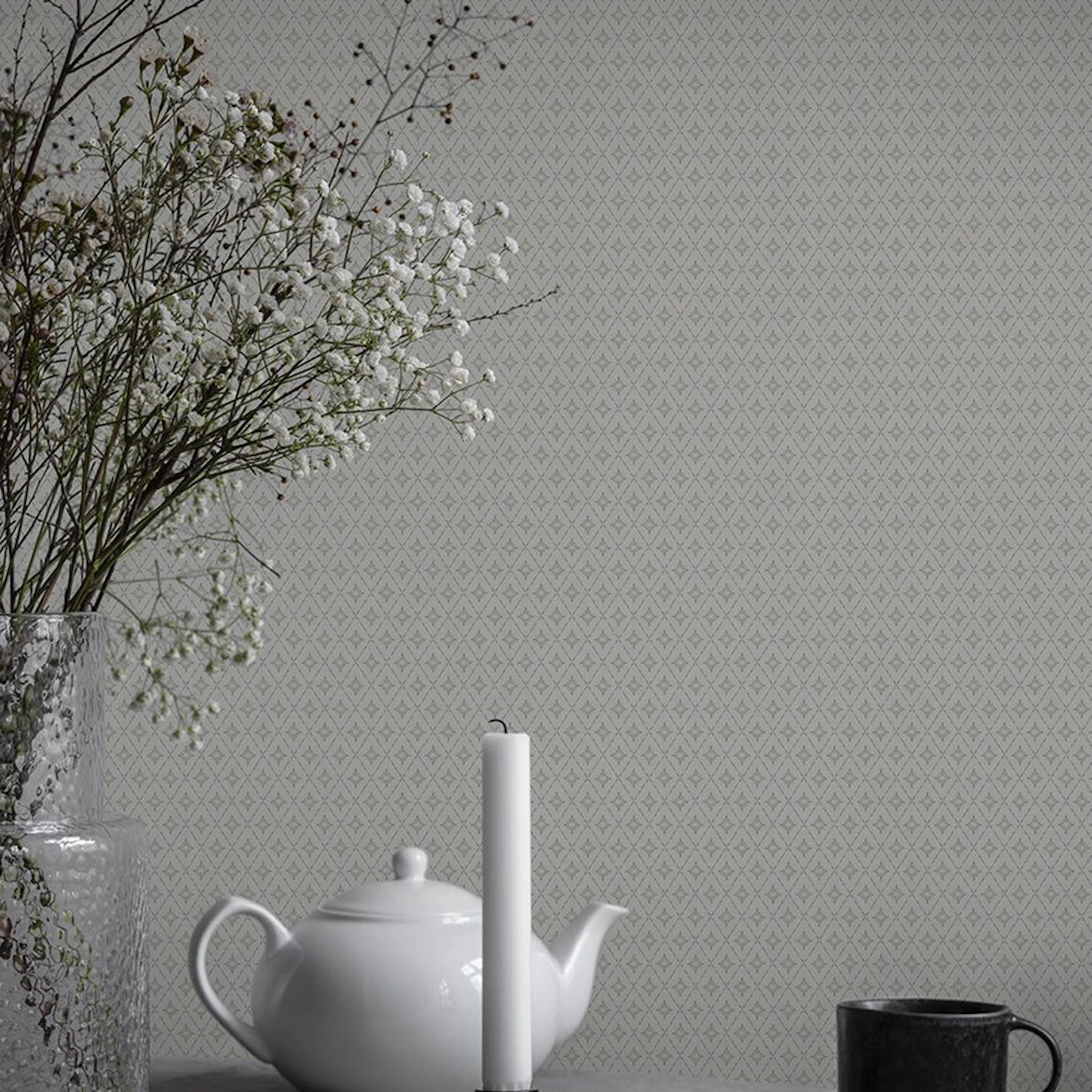 Tapet Duro Lillstjärna Vit/grön 680-10