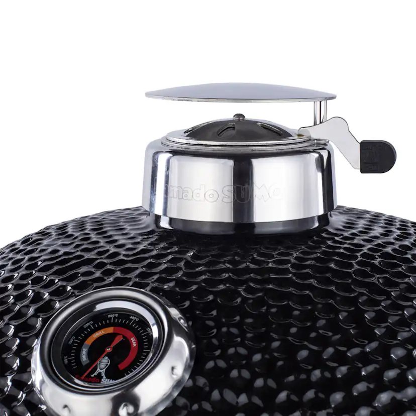 Kamadogrill Kamado Sumo Signature Pro Svart Keramisk Grill Rostfritt Stål med Optimerat Luftflöde