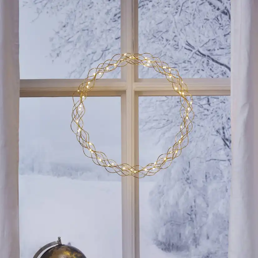 Hängande Dekoration Star Trading Curly Krans med LED 45cm