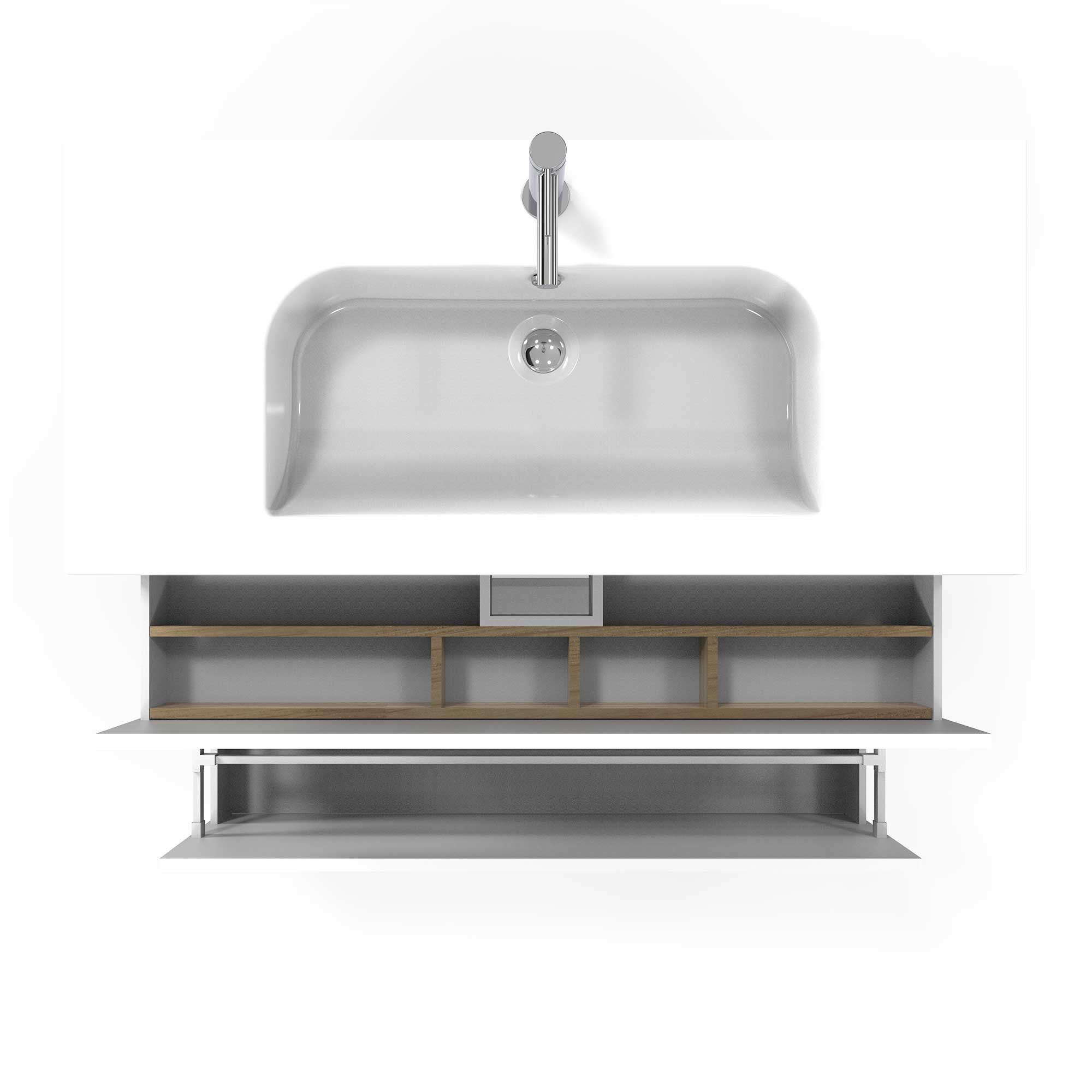 Tvättställsskåp Miller Badrum Brooklyn 100 med Lådor för Heltäckande Tvättställ