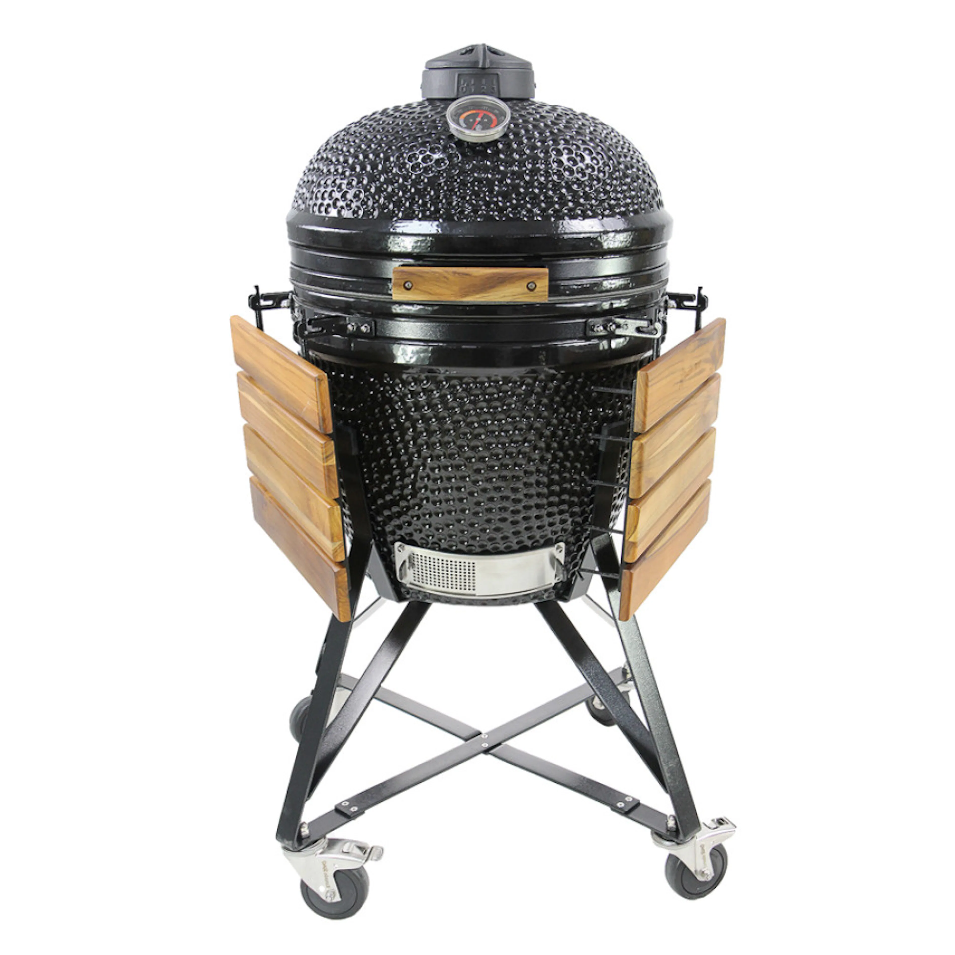 Kamadogrill Kamado Sumo Midi 21" Svart Keramisk Grill med Flexibelt Grillgaller & Teakdetaljer