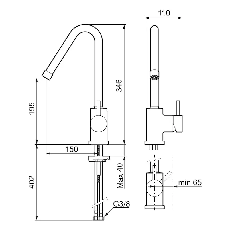 Köksblandare Mora Izzy Rustic Engreppsblandare med Svängbar Pip