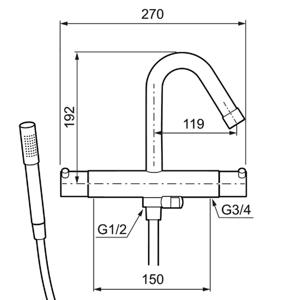 Badkarsblandare Mora Izzy Regular med Handdusch