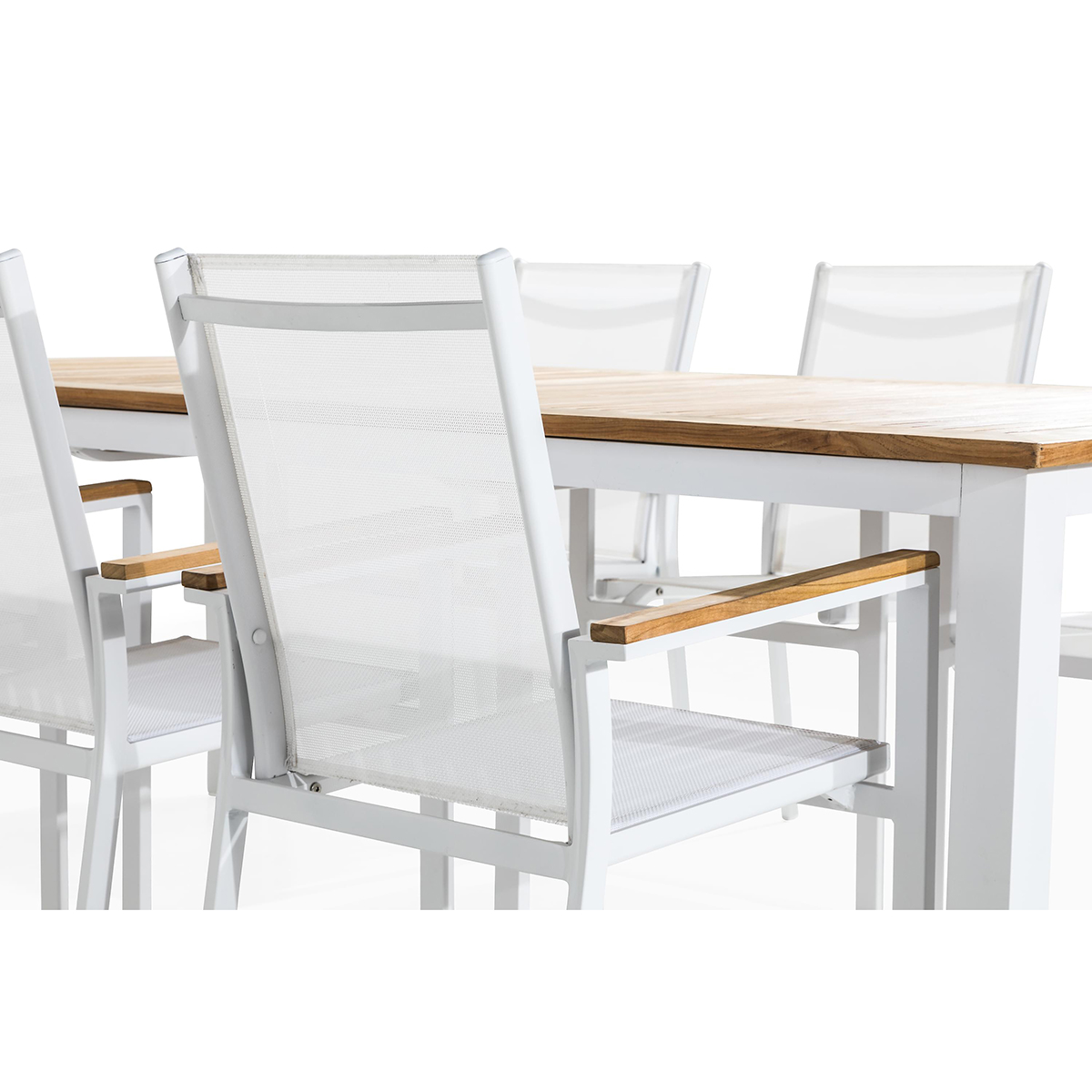 Trädgårdsgrupp deNoord Las Vegas Matgrupp Utomhus 220-280x100 + 6 Stapelstolar