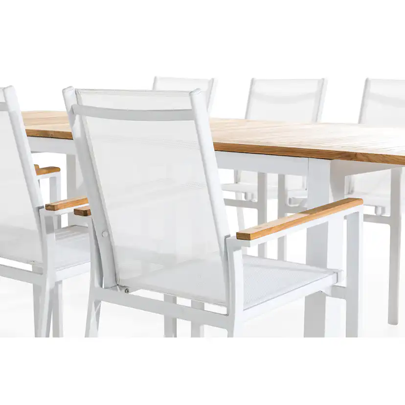 Trädgårdsgrupp deNoord Las Matgrupp Utomhus Vegas 220-280x100 + 8 Stapelstolar