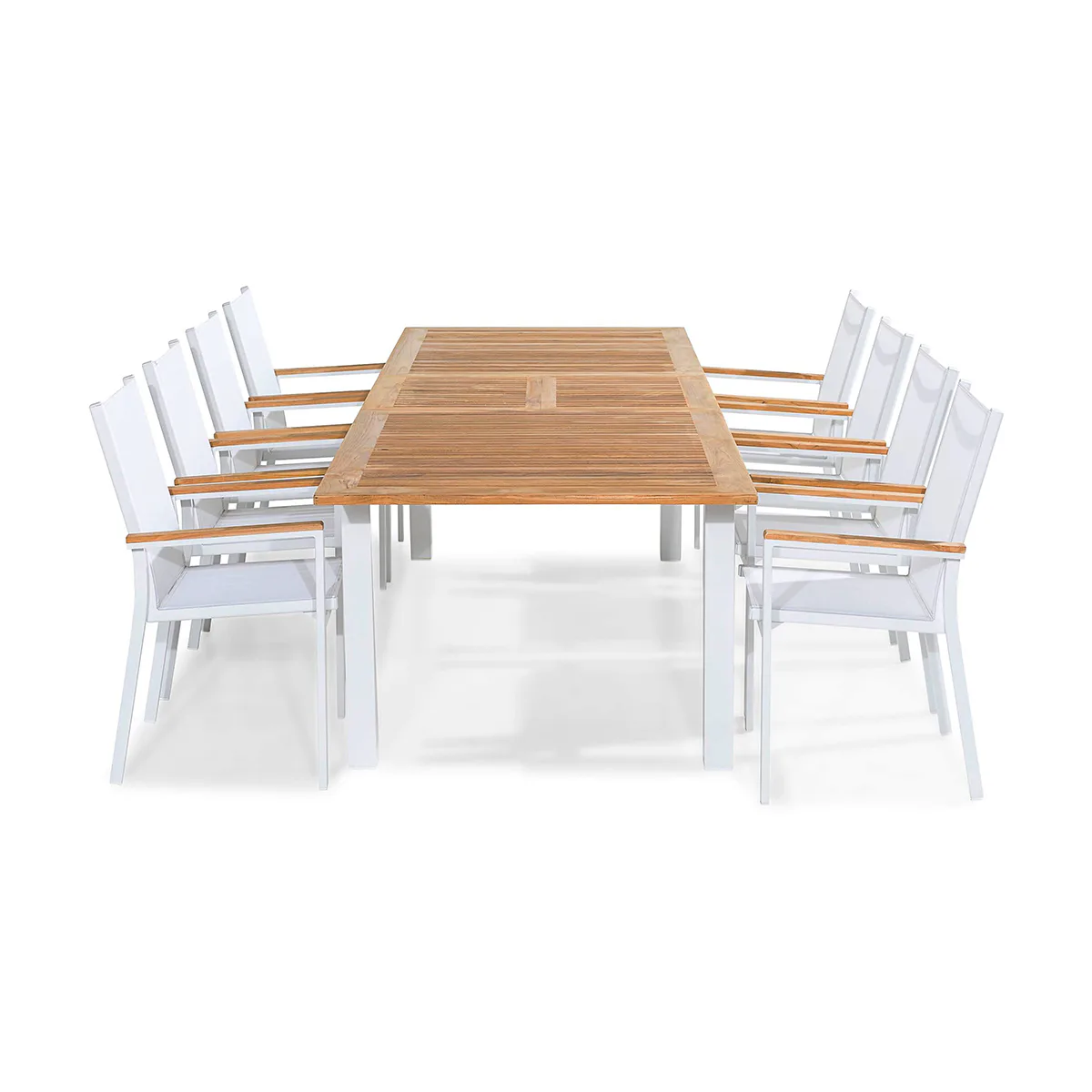 Trädgårdsgrupp deNoord Las Matgrupp Utomhus Vegas 220-280x100 + 8 Stapelstolar