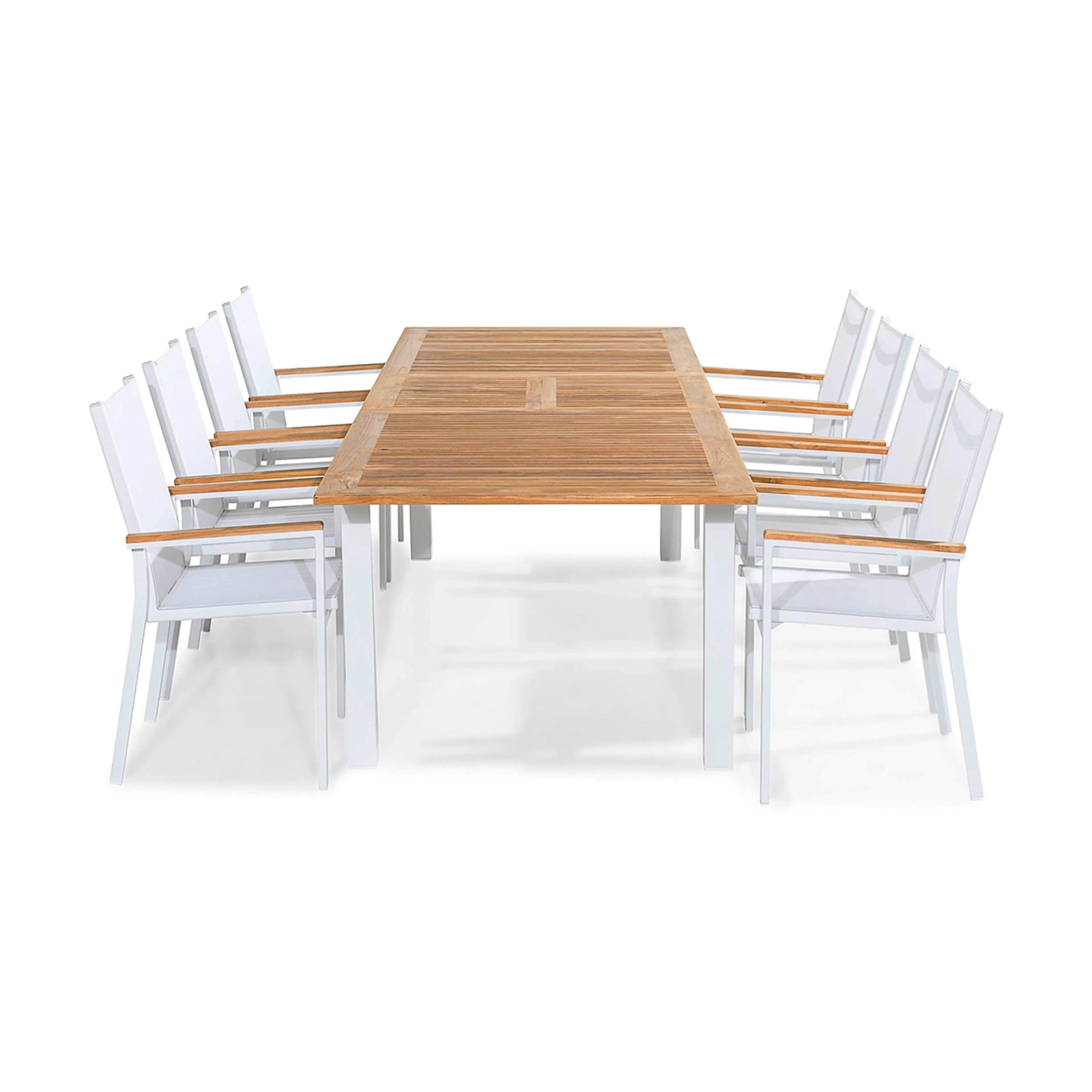 Trädgårdsgrupp deNoord Las Matgrupp Utomhus Vegas 220-280x100 + 8 Stapelstolar