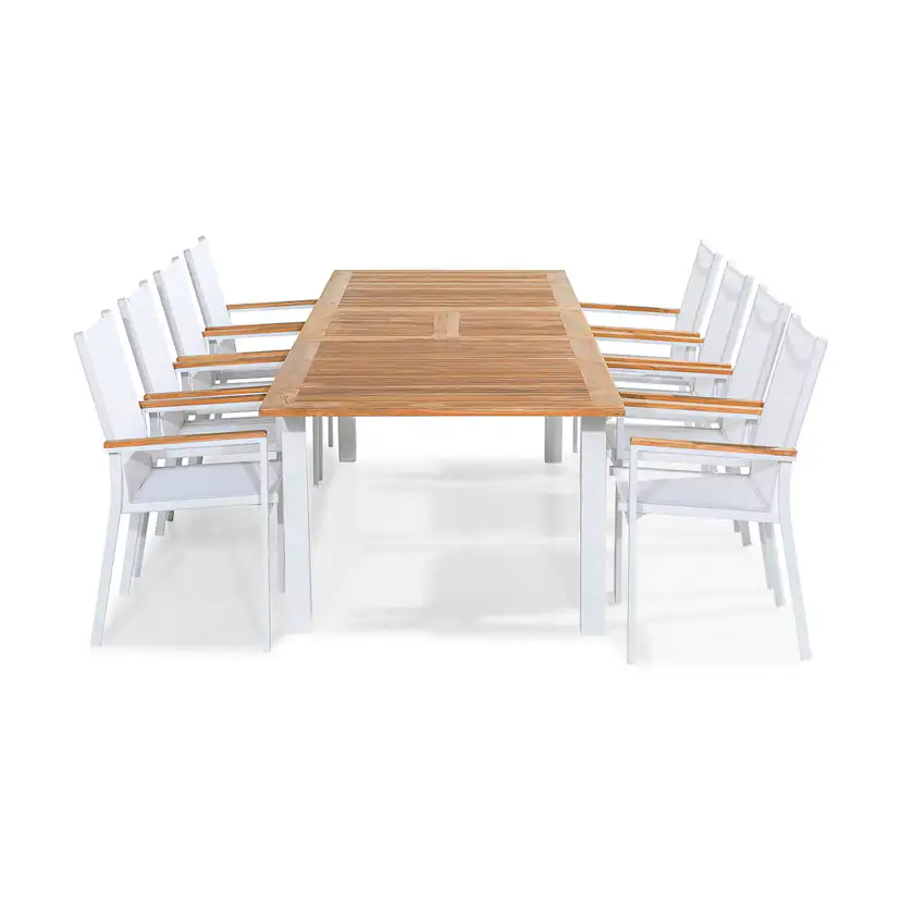 Trädgårdsgrupp deNoord Las Matgrupp Utomhus Vegas 220-280x100 + 8 Stapelstolar