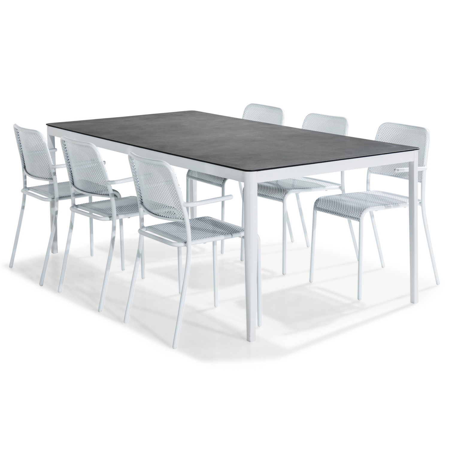 Matgrupp Comfort Garden Alex 200x100 med 6 Armstöd Stol Logan Matgrupp Comfort Garden Alex 200x100 med 6 Armstöd Stol Logan